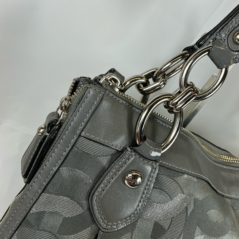 Coach Y2K Kristin 18286 Op Art Gray Silver Metallic Signature Hand Shoulder Bag‎ - Picture 6 of 15